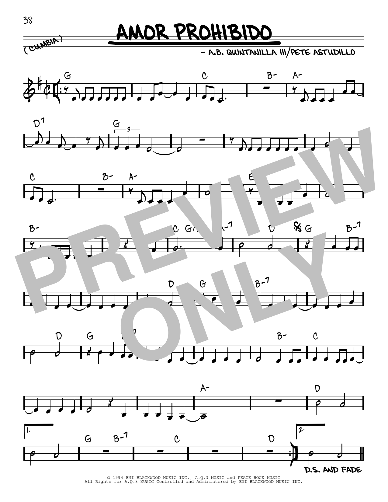 Learn to play Selena Amor Prohibido sheet music for Real Book – Melody & Chords in minutes. Selena Amor Prohibido sheet music preview music notes and score for Real Book – Melody & Chords including 1 page(s)