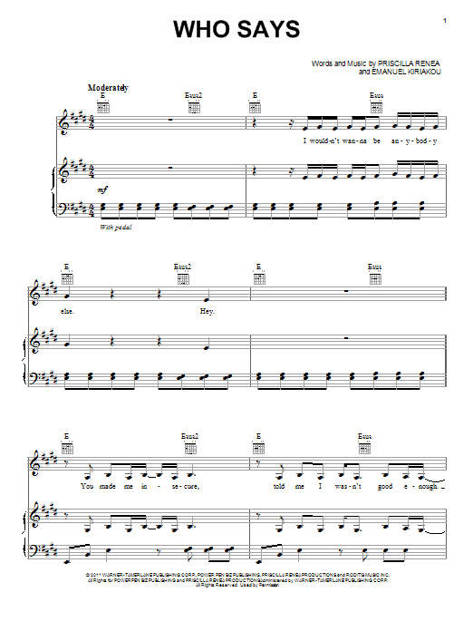 Learn to play Selena Gomez & The Scene Who Says sheet music for Piano, Vocal & Guitar (Right-Hand Melody) in minutes. Selena Gomez & The Scene Who Says sheet music preview music notes and score for Piano, Vocal & Guitar (Right-Hand Melody) including 8 page(s)