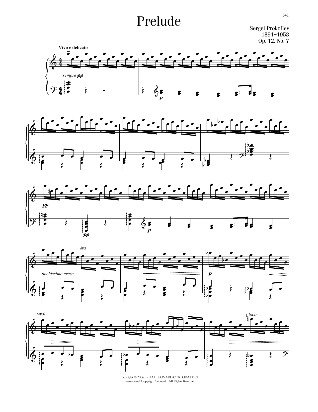 Sergei Prokofiev Prelude, Op. 12, No. 7 sheet music, chords, lyrics - Printable PDF for Piano Solo