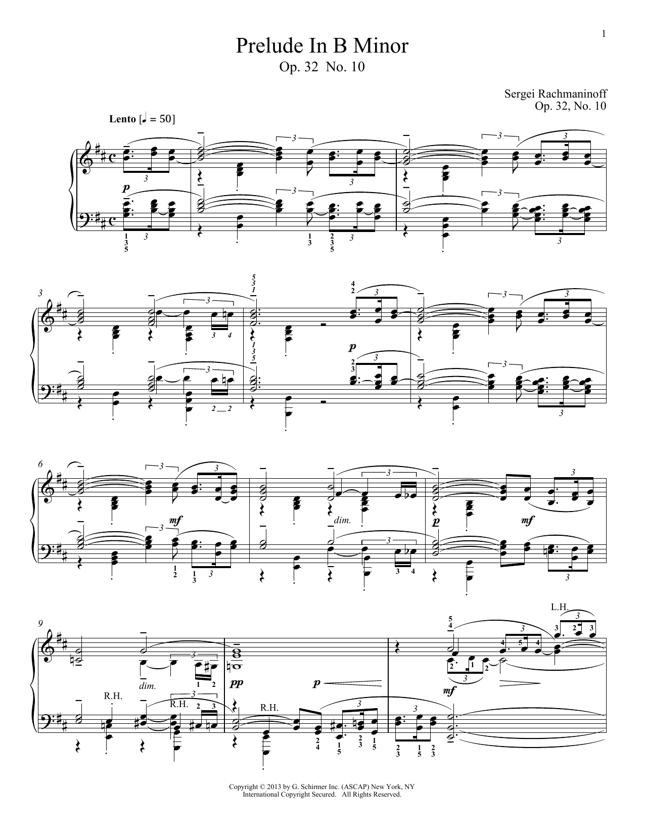 Alexandre Dossin Prelude In B Minor, Op. 32, No. 10 sheet music, chords, lyrics - Printable PDF for Piano