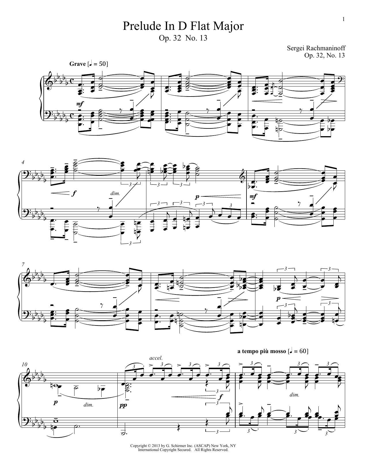 Alexandre Dossin Prelude In D-Flat Major, Op. 32, No. 13 sheet music, chords, lyrics - Printable PDF for Piano