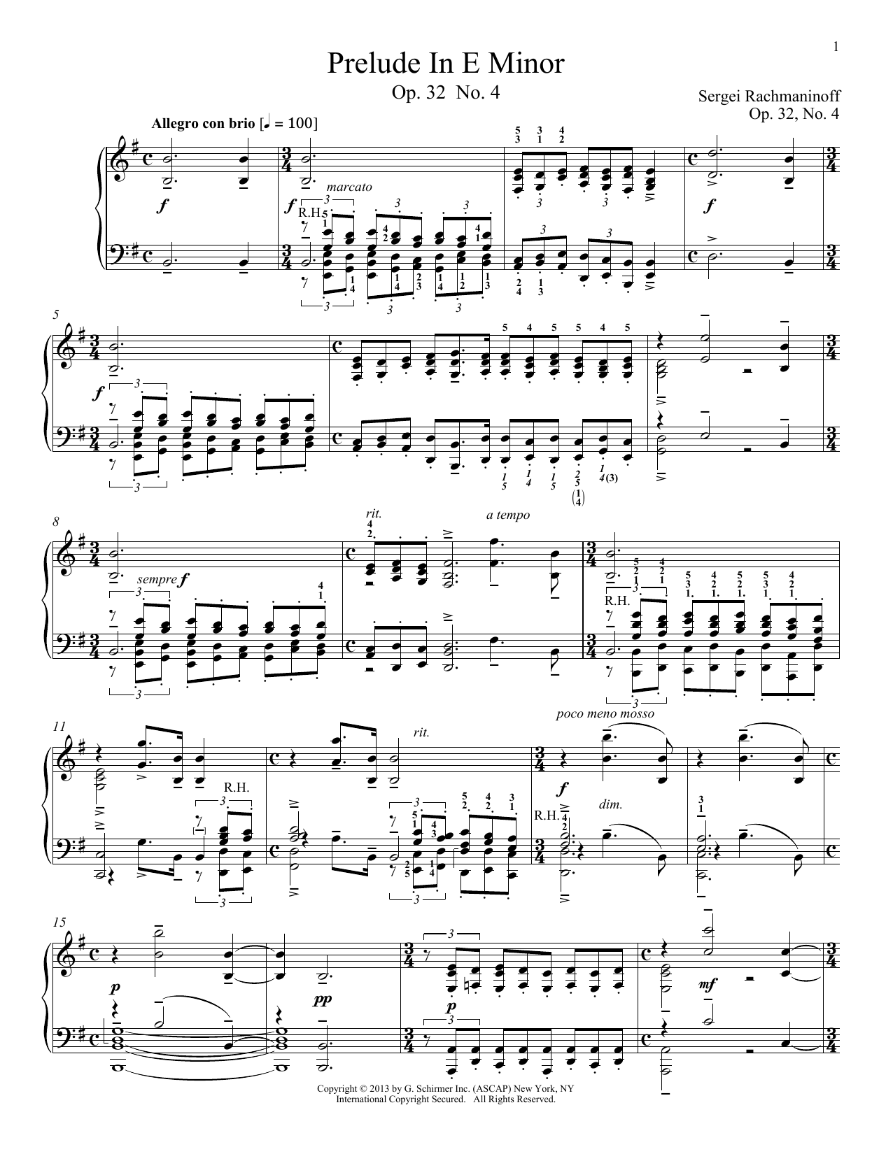 Alexandre Dossin Prelude In E Minor, Op. 32, No. 4 sheet music, chords, lyrics - Printable PDF for Piano