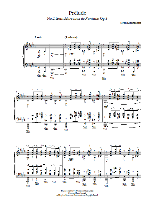 Sergei Rachmaninoff Prelude (No.2 from Morceaux de Fantasie, Op.3) sheet music, chords, lyrics - Printable PDF for Piano
