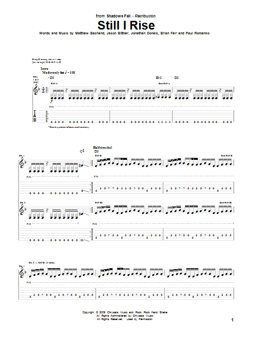 Learn to play Shadows Fall Still I Rise sheet music for Guitar Tab in minutes. Shadows Fall Still I Rise sheet music preview music notes and score for Guitar Tab including 10 page(s)