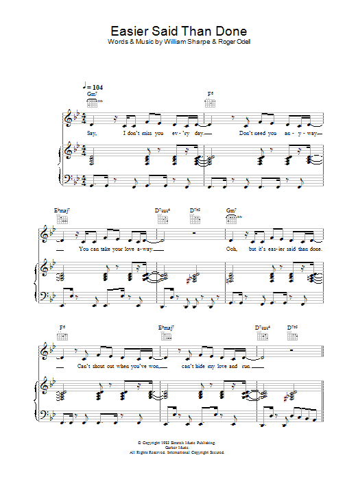 Learn to play Shakatak Easier Said Than Done sheet music for Piano, Vocal & Guitar in minutes. Shakatak Easier Said Than Done sheet music preview music notes and score for Piano, Vocal & Guitar including 5 page(s)