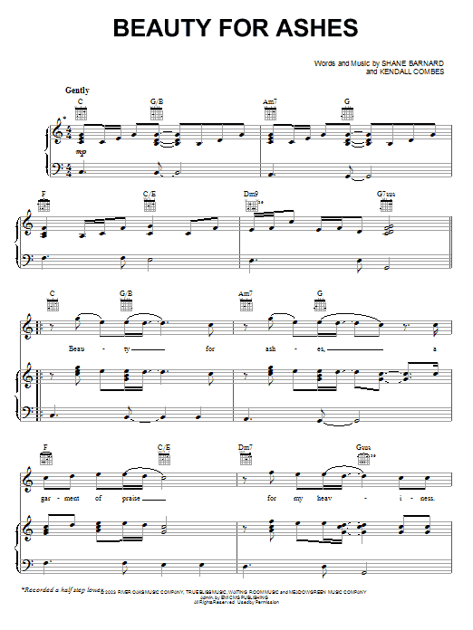 Shane & Shane Beauty For Ashes sheet music, chords, lyrics - Printable PDF for Piano, Vocal & Guitar (Right-Hand Melody)