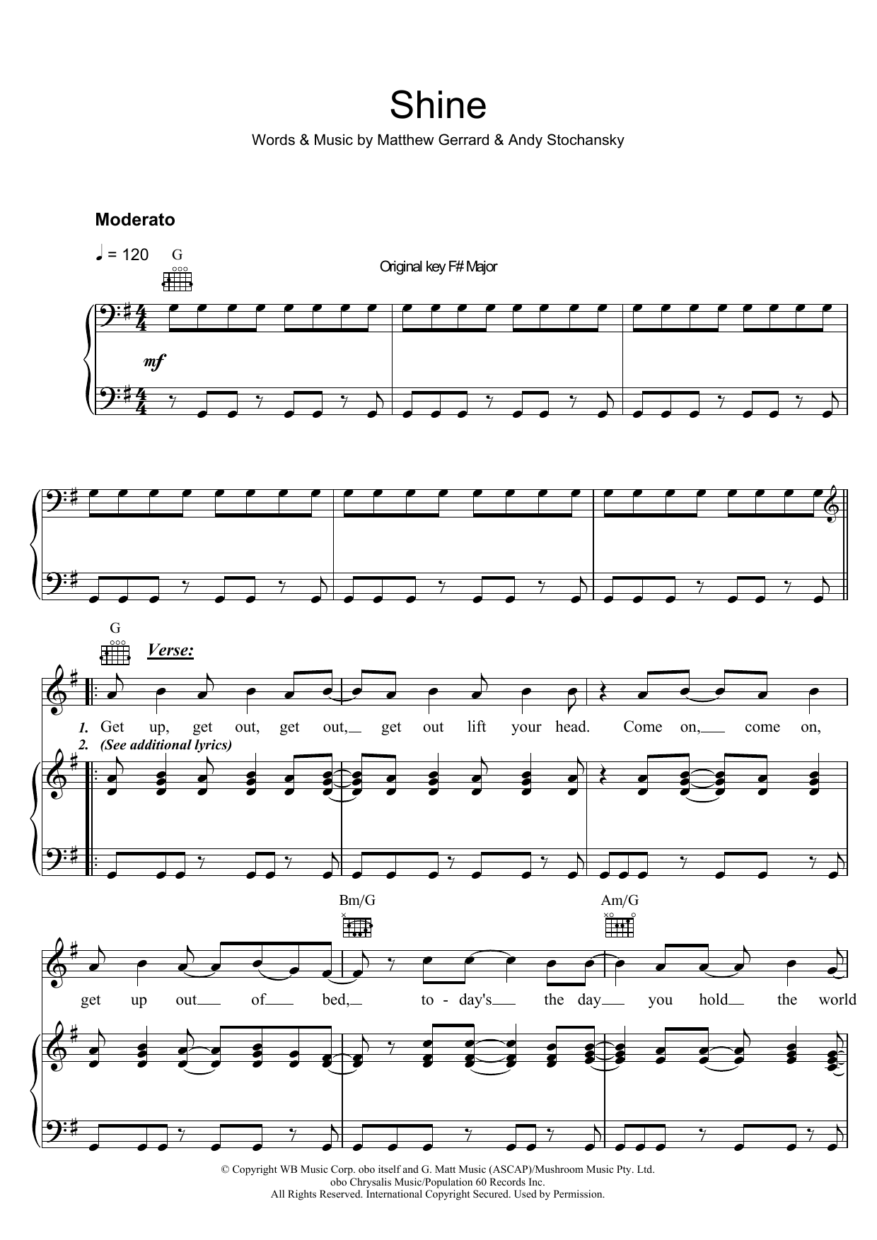 Learn to play Shannon Noll Shine sheet music for Piano, Vocal & Guitar (Right-Hand Melody) in minutes. Shannon Noll Shine sheet music preview music notes and score for Piano, Vocal & Guitar (Right-Hand Melody) including 6 page(s)