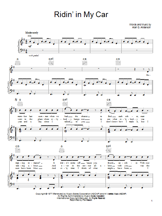 She & Him Ridin' In My Car sheet music preview music notes and score for Piano, Vocal & Guitar (Right-Hand Melody) including 4 page(s)