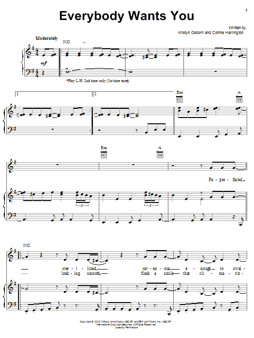 Learn to play SHeDAISY Everybody Wants You sheet music for Piano, Vocal & Guitar (Right-Hand Melody) in minutes. SHeDAISY Everybody Wants You sheet music preview music notes and score for Piano, Vocal & Guitar (Right-Hand Melody) including 7 page(s)