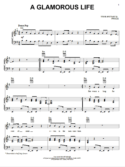Learn to play Sheila E. A Glamorous Life sheet music for Piano, Vocal & Guitar (Right-Hand Melody) in minutes. Sheila E. A Glamorous Life sheet music preview music notes and score for Piano, Vocal & Guitar (Right-Hand Melody) including 8 page(s)