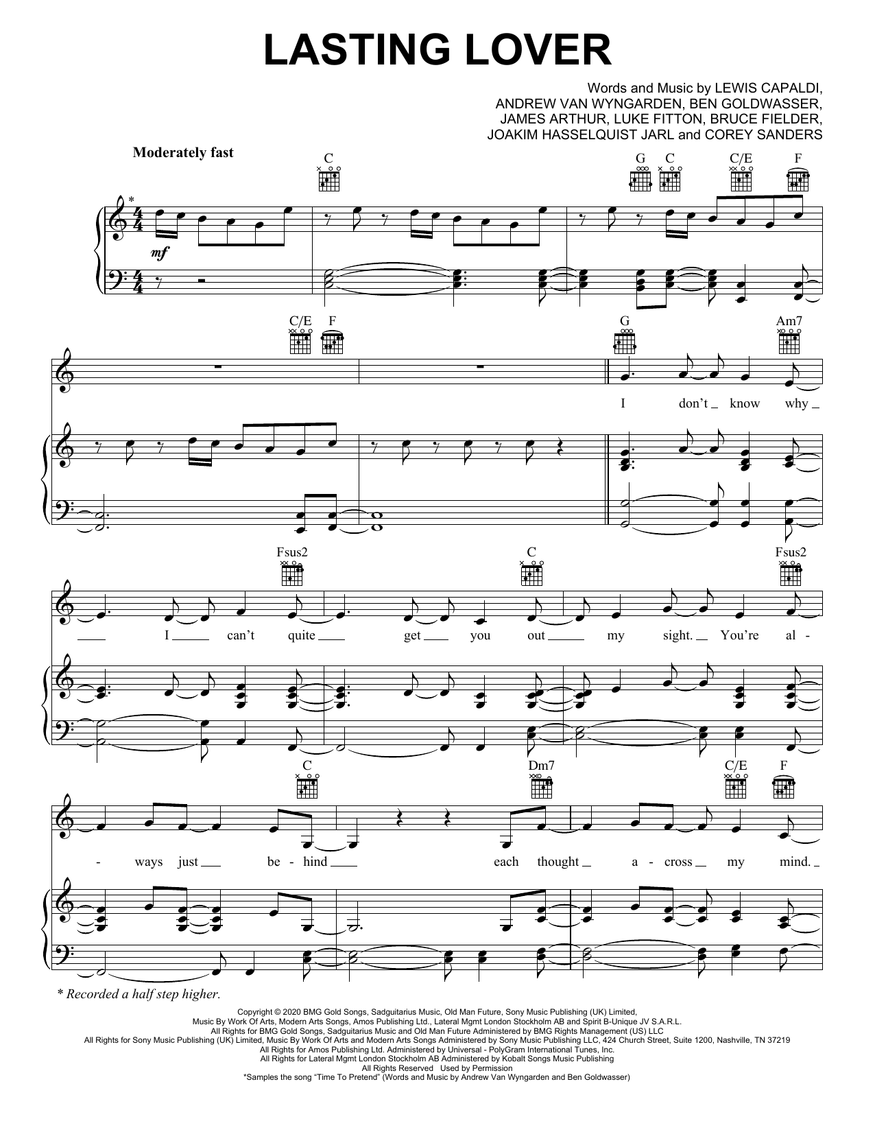 Learn to play Sigala & James Arthur Lasting Lover sheet music for Piano, Vocal & Guitar (Right-Hand Melody) in minutes. Sigala & James Arthur Lasting Lover sheet music preview music notes and score for Piano, Vocal & Guitar (Right-Hand Melody) including 7 page(s)