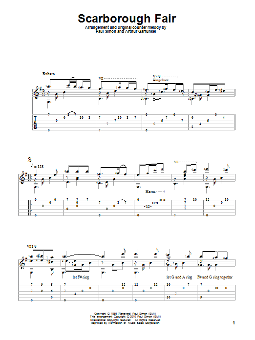Learn to play Simon & Garfunkel Scarborough Fair sheet music for Guitar Tab in minutes. Simon & Garfunkel Scarborough Fair sheet music preview music notes and score for Guitar Tab including 3 page(s)