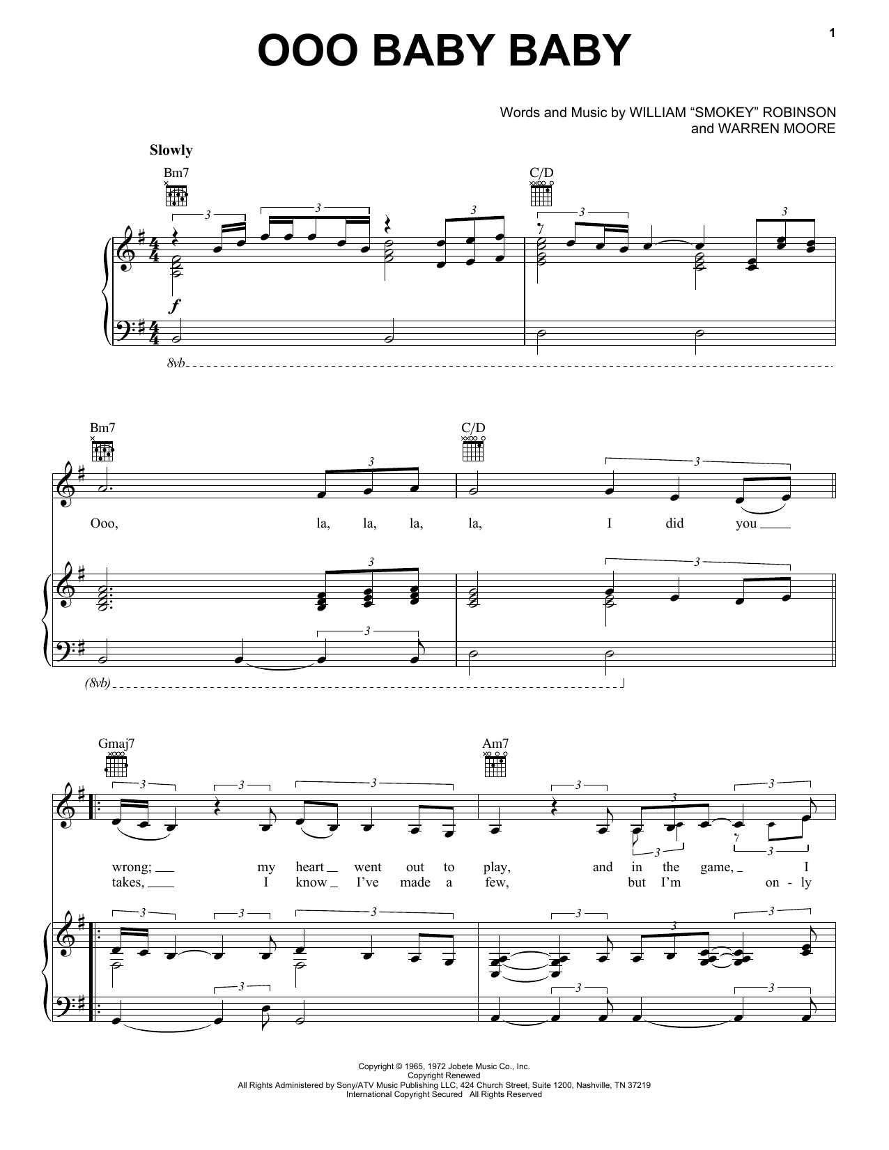 Learn to play Smokey Robinson & The Miracles Ooo Baby Baby sheet music for Lyrics & Chords in minutes. Smokey Robinson & The Miracles Ooo Baby Baby sheet music preview music notes and score for Lyrics & Chords including 2 page(s)