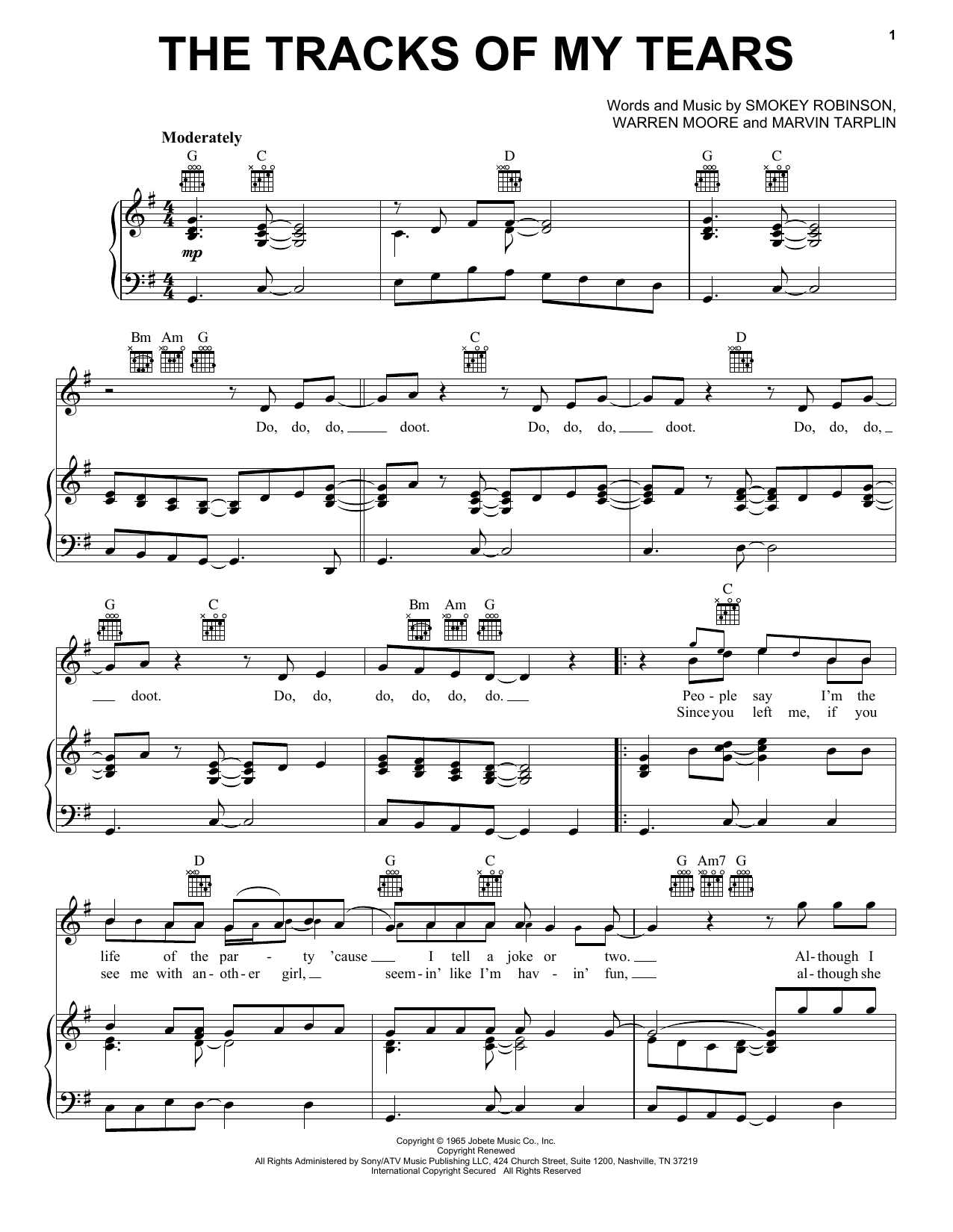 Learn to play Smokey Robinson & The Miracles The Tracks Of My Tears sheet music for Lyrics & Chords in minutes. Smokey Robinson & The Miracles The Tracks Of My Tears sheet music preview music notes and score for Lyrics & Chords including 2 page(s)