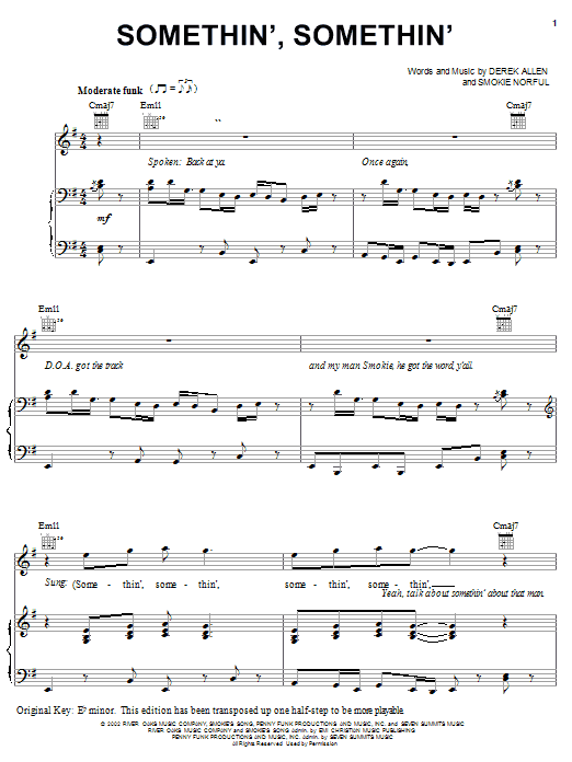 Smokie Norful Somethin', Somethin' sheet music, chords, lyrics - Printable PDF for Piano, Vocal & Guitar (Right-Hand Melody)