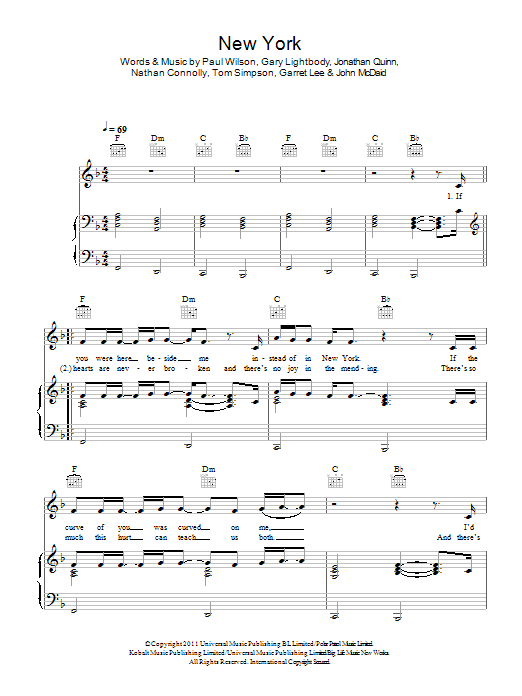 Learn to play Snow Patrol New York sheet music for Piano, Vocal & Guitar (Right-Hand Melody) in minutes. Snow Patrol New York sheet music preview music notes and score for Piano, Vocal & Guitar (Right-Hand Melody) including 5 page(s)