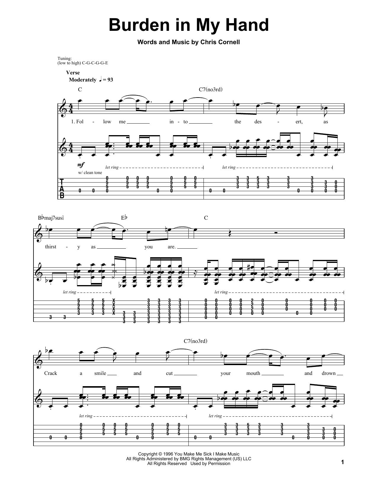 Learn to play Soundgarden Burden In My Hand sheet music for Guitar Tab in minutes. Soundgarden Burden In My Hand sheet music preview music notes and score for Guitar Tab including 12 page(s)