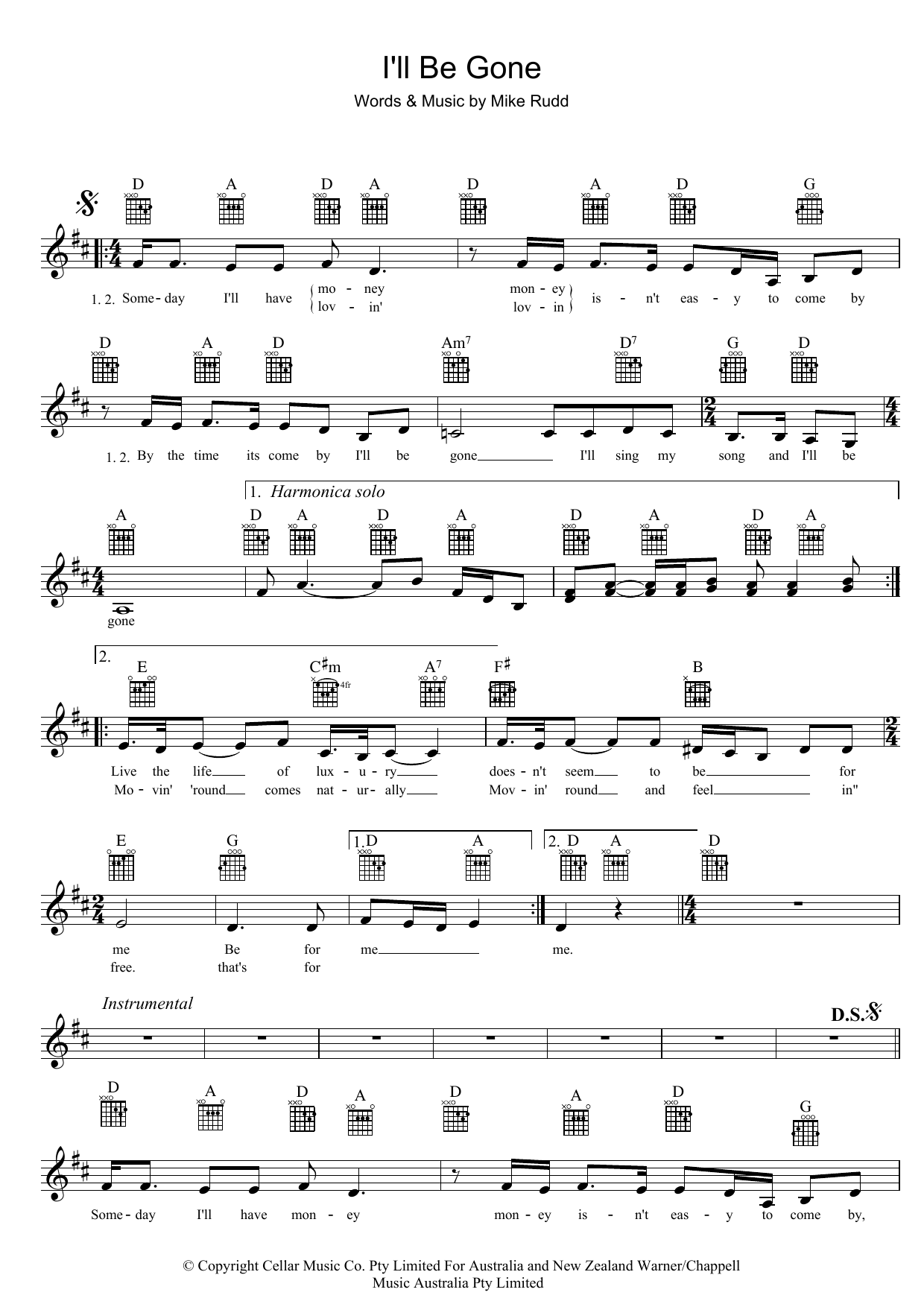 Learn to play Spectrum I'll Be Gone sheet music for Melody Line, Lyrics & Chords in minutes. Spectrum I'll Be Gone sheet music preview music notes and score for Melody Line, Lyrics & Chords including 2 page(s)
