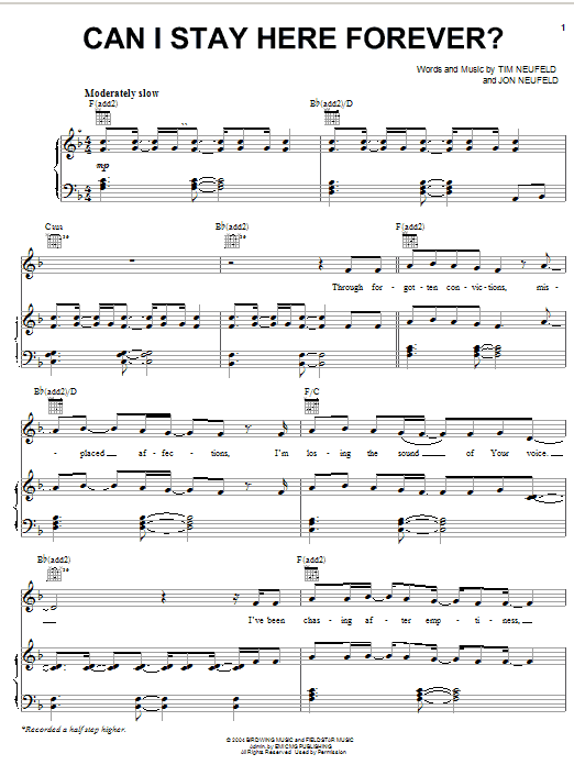 Starfield Can I Stay Here Forever? sheet music, chords, lyrics - Printable PDF for Piano, Vocal & Guitar (Right-Hand Melody)
