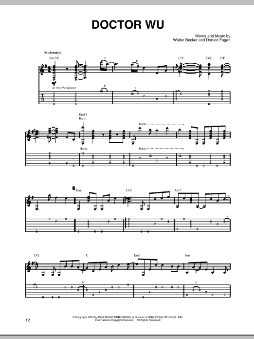 Learn to play Steely Dan Doctor Wu sheet music for Guitar Tab in minutes. Steely Dan Doctor Wu sheet music preview music notes and score for Guitar Tab including 4 page(s)
