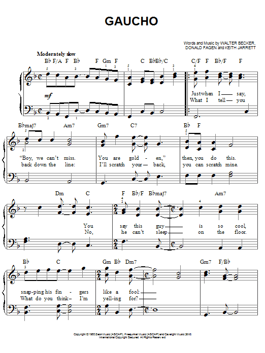 Learn to play Steely Dan Gaucho sheet music for Guitar Tab in minutes. Steely Dan Gaucho sheet music preview music notes and score for Guitar Tab including 7 page(s)