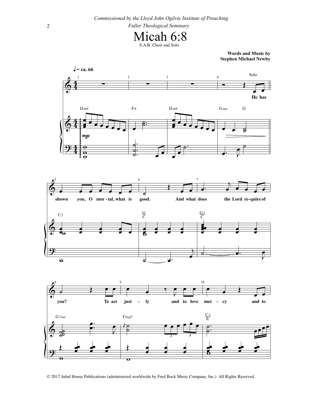 Stephen Michael Newby Micah 6:8/ For I Desire Mercy sheet music, chords, lyrics - Printable PDF for Choir