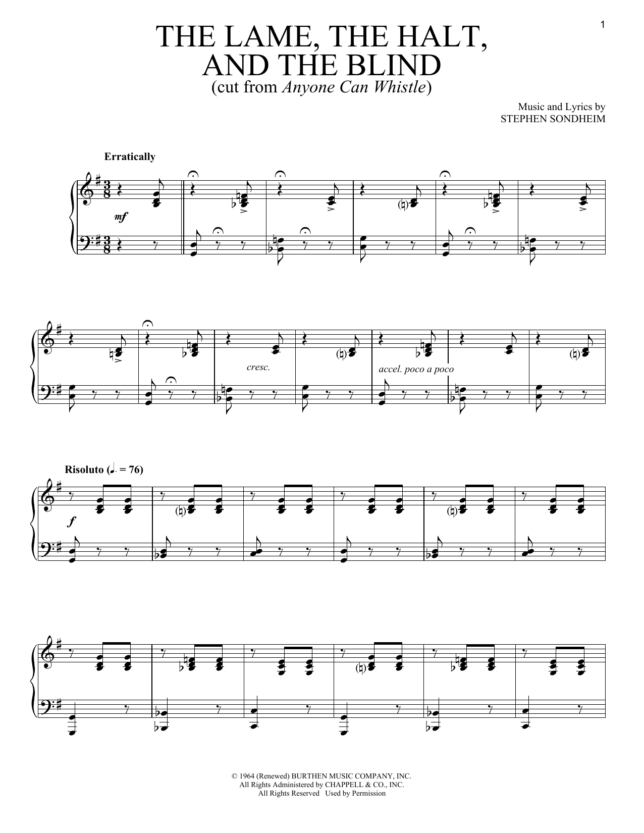Stephen Sondheim The Lame, The Halt, And The Blind sheet music, chords, lyrics - Printable PDF for Piano & Vocal