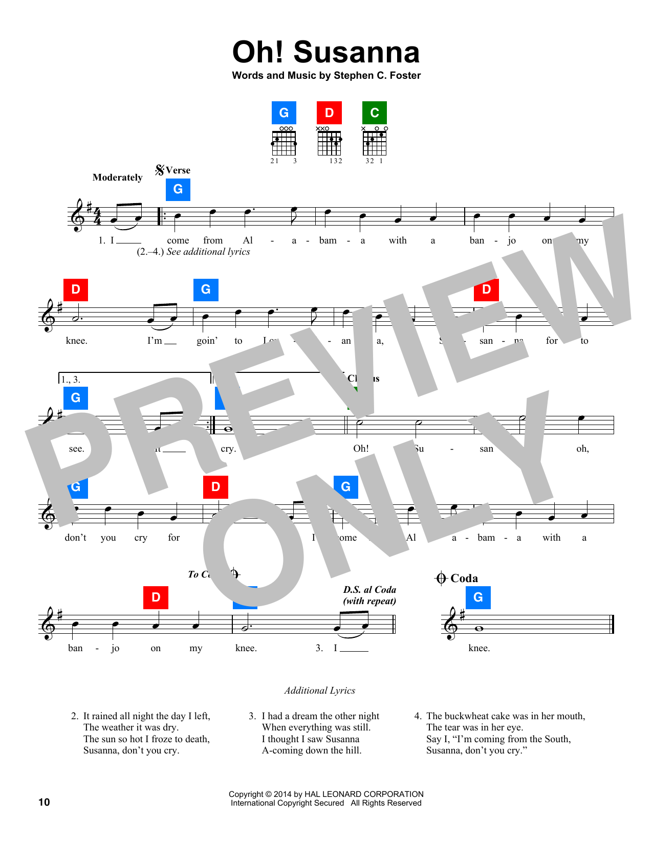 Learn to play Stephen C. Foster Oh! Susanna sheet music for Xylophone Solo in minutes. Stephen C. Foster Oh! Susanna sheet music preview music notes and score for Xylophone Solo including 1 page(s)