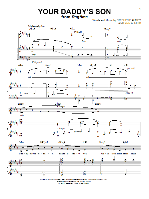 Learn to play Stephen Flaherty Your Daddy's Son sheet music for Piano & Vocal in minutes. Stephen Flaherty Your Daddy's Son sheet music preview music notes and score for Piano & Vocal including 5 page(s)