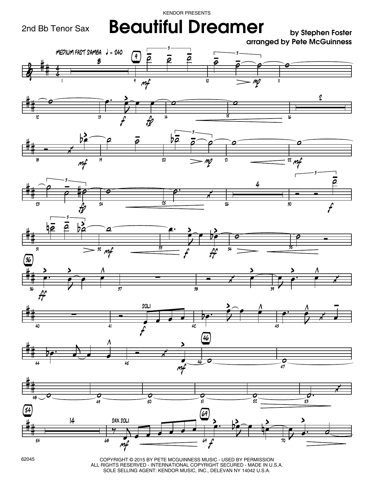 Learn to play Stephen Foster Beautiful Dreamer - 2nd Bb Tenor Saxophone sheet music for Jazz Ensemble in minutes. Stephen Foster Beautiful Dreamer - 2nd Bb Tenor Saxophone sheet music preview music notes and score for Jazz Ensemble including 5 page(s)