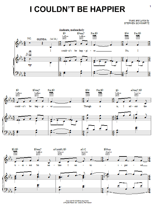 Learn to play Stephen Schwartz I Couldn't Be Happier sheet music for Easy Piano in minutes. Stephen Schwartz I Couldn't Be Happier sheet music preview music notes and score for Easy Piano including 5 page(s)