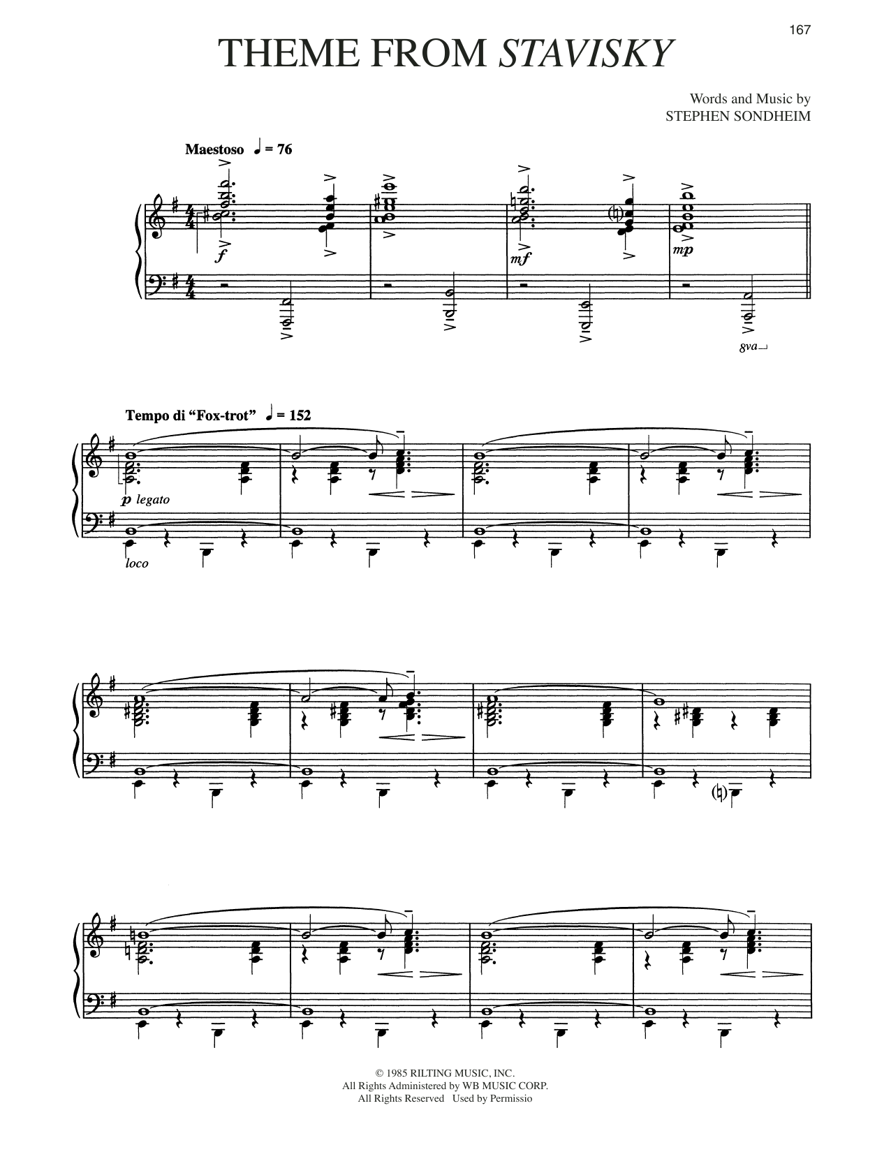 Learn to play Stephen Sondheim Theme From Stavisky sheet music for Piano & Vocal in minutes. Stephen Sondheim Theme From Stavisky sheet music preview music notes and score for Piano & Vocal including 5 page(s)