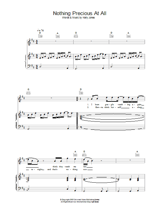 Learn to play Stereophonics Nothing Precious At All sheet music for Piano, Vocal & Guitar in minutes. Stereophonics Nothing Precious At All sheet music preview music notes and score for Piano, Vocal & Guitar including 5 page(s)
