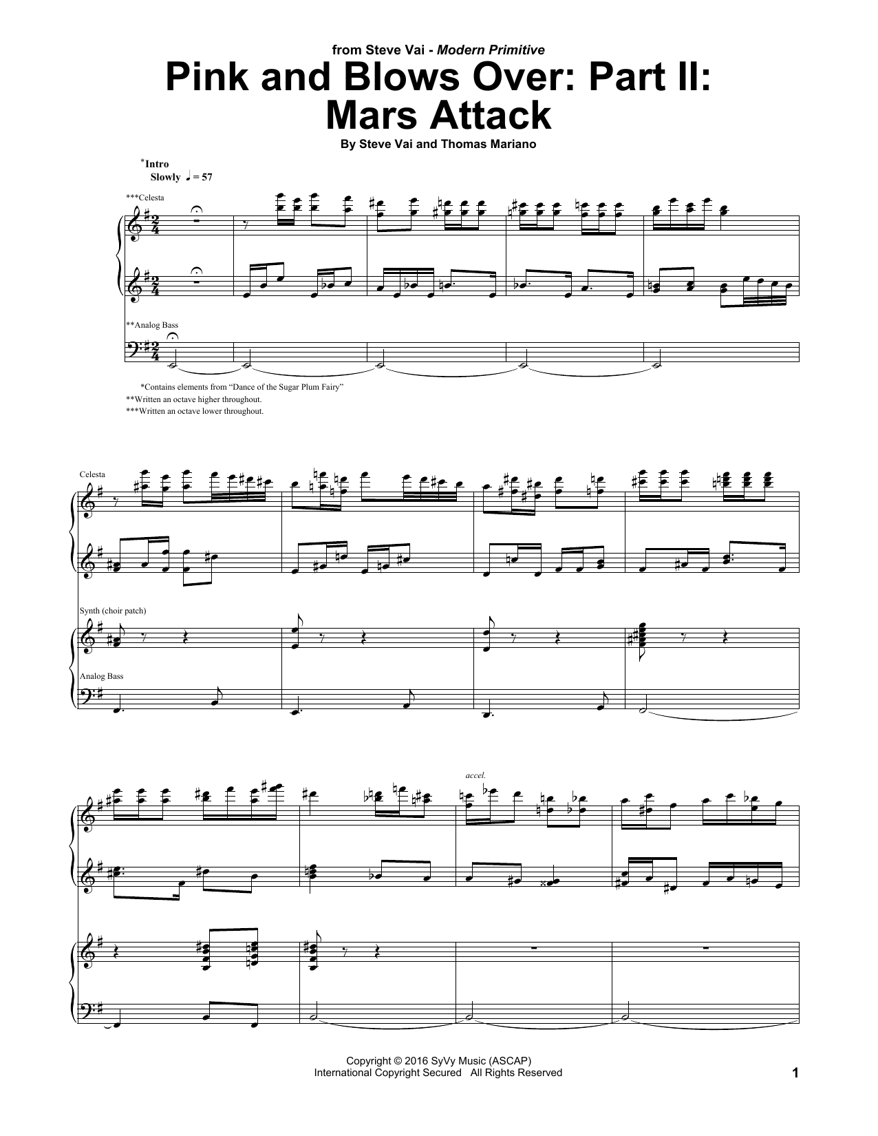Steve Vai Pink And Blows Over: Part II: Mars Attack sheet music, chords, lyrics - Printable PDF for Guitar Tab