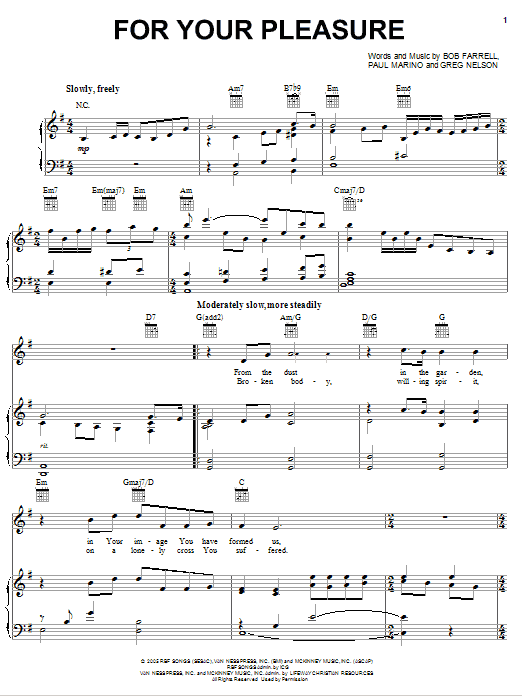 Learn to play Steve Green For Your Pleasure sheet music for Piano, Vocal & Guitar (Right-Hand Melody) in minutes. Steve Green For Your Pleasure sheet music preview music notes and score for Piano, Vocal & Guitar (Right-Hand Melody) including 6 page(s)