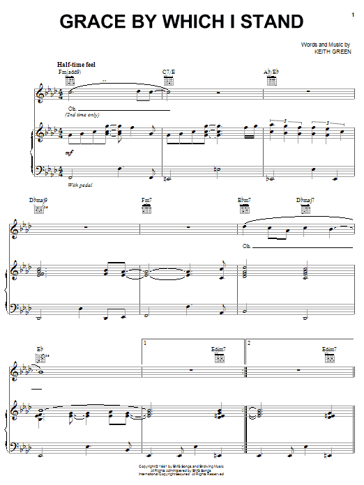 Learn to play Steve Green Grace By Which I Stand sheet music for Piano, Vocal & Guitar (Right-Hand Melody) in minutes. Steve Green Grace By Which I Stand sheet music preview music notes and score for Piano, Vocal & Guitar (Right-Hand Melody) including 6 page(s)
