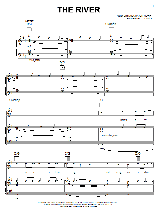 Steve Green The River sheet music preview music notes and score for Piano, Vocal & Guitar (Right-Hand Melody) including 10 page(s)