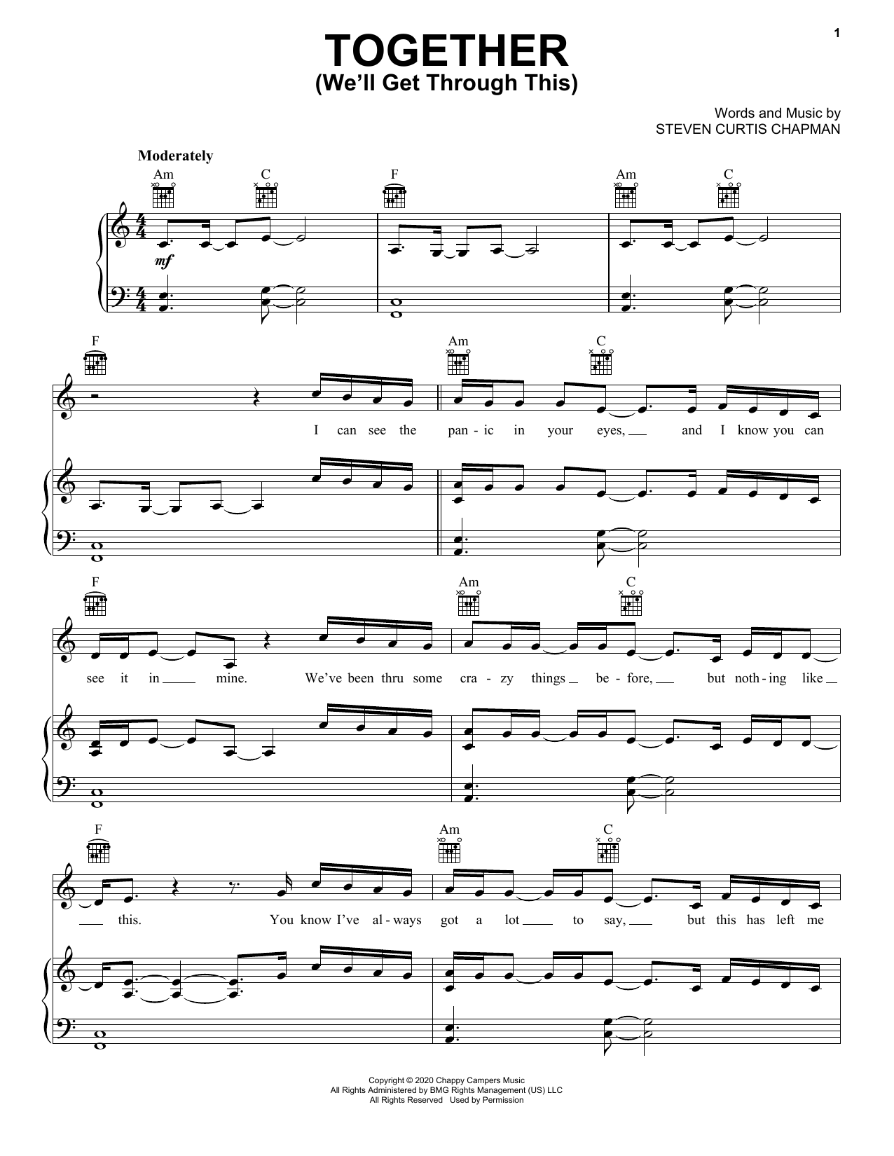 Steven Curtis Chapman Together (We'll Get Through This) (feat. Brad Paisley, Tasha Cobbs Leonard & Lauren Alaina) sheet music, chords, lyrics - Printable PDF for Piano, Vocal & Guitar Chords (Right-Hand Melody)