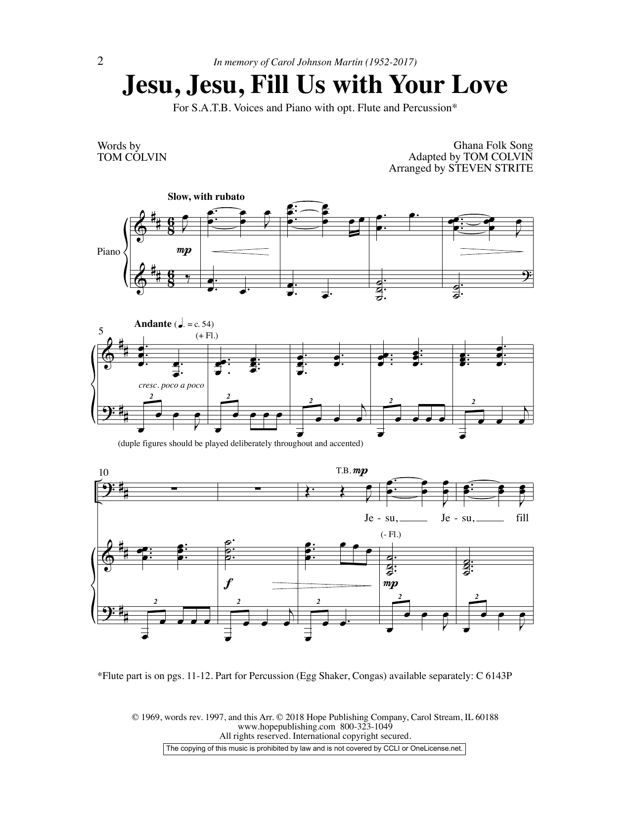 Steven Strite Jesu, Jesu, Fill Us with Your Love sheet music, chords, lyrics - Printable PDF for Choir