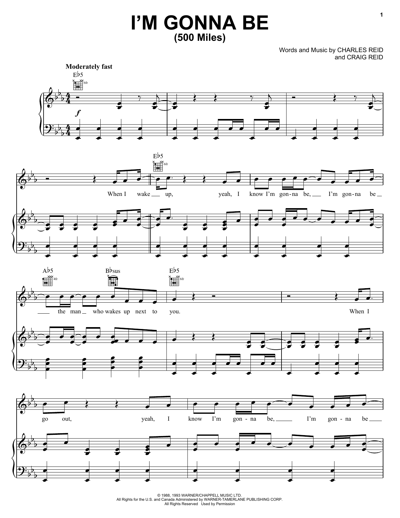Learn to play Steven Curtis Chapman I'm Gonna Be (500 Miles) sheet music for Piano, Vocal & Guitar (Right-Hand Melody) in minutes. Steven Curtis Chapman I'm Gonna Be (500 Miles) sheet music preview music notes and score for Piano, Vocal & Guitar (Right-Hand Melody) including 10 page(s)