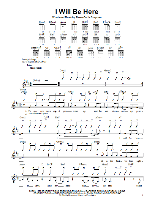 Learn to play Steven Curtis Chapman I Will Be Here sheet music for Easy Piano in minutes. Steven Curtis Chapman I Will Be Here sheet music preview music notes and score for Easy Piano including 5 page(s)