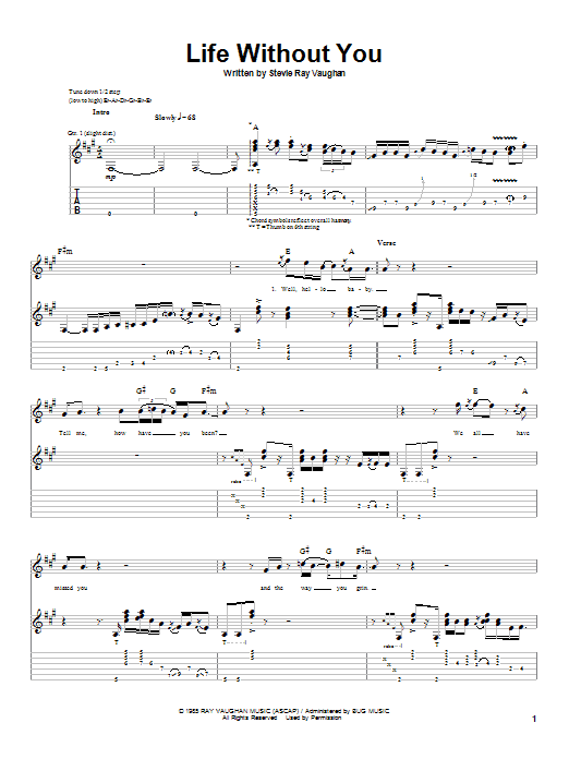 Learn to play Stevie Ray Vaughan Life Without You sheet music for Guitar Tab in minutes. Stevie Ray Vaughan Life Without You sheet music preview music notes and score for Guitar Tab including 11 page(s)