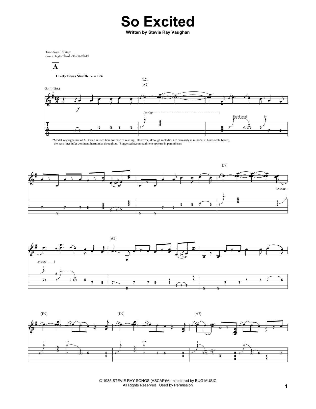 Learn to play Stevie Ray Vaughan So Excited sheet music for Guitar Tab in minutes. Stevie Ray Vaughan So Excited sheet music preview music notes and score for Guitar Tab including 7 page(s)