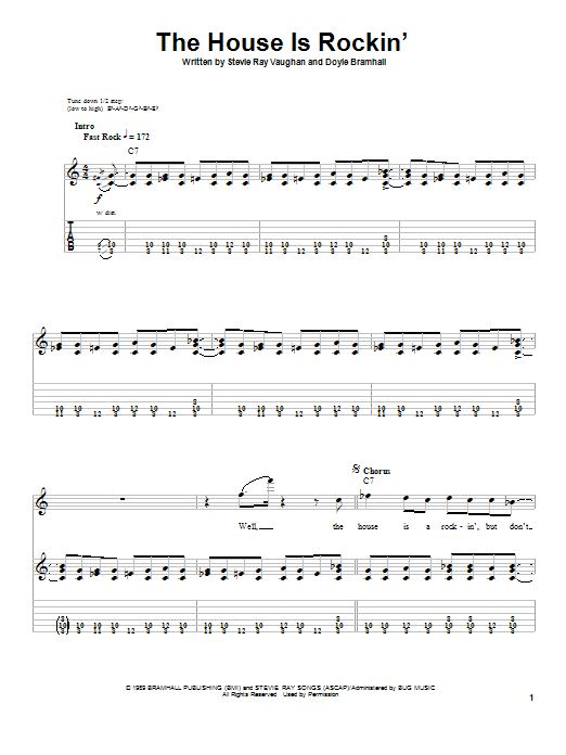 Learn to play Stevie Ray Vaughan The House Is Rockin' sheet music for Bass Guitar Tab in minutes. Stevie Ray Vaughan The House Is Rockin' sheet music preview music notes and score for Bass Guitar Tab including 6 page(s)