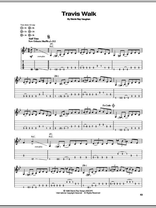 Learn to play Stevie Ray Vaughan Travis Walk sheet music for Guitar Tab in minutes. Stevie Ray Vaughan Travis Walk sheet music preview music notes and score for Guitar Tab including 5 page(s)