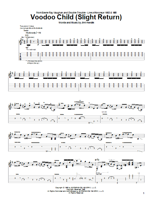 Learn to play Stevie Ray Vaughan Voodoo Child (Slight Return) sheet music for Guitar Tab in minutes. Stevie Ray Vaughan Voodoo Child (Slight Return) sheet music preview music notes and score for Guitar Tab including 24 page(s)