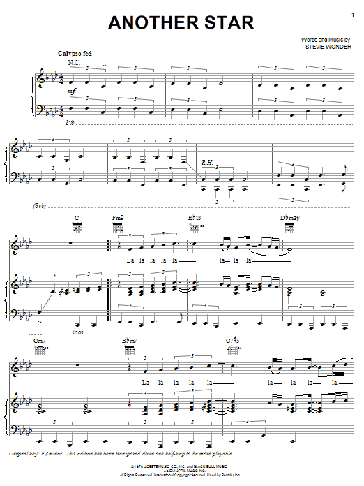 Learn to play Stevie Wonder Another Star sheet music for Piano, Vocal & Guitar (Right-Hand Melody) in minutes. Stevie Wonder Another Star sheet music preview music notes and score for Piano, Vocal & Guitar (Right-Hand Melody) including 5 page(s)