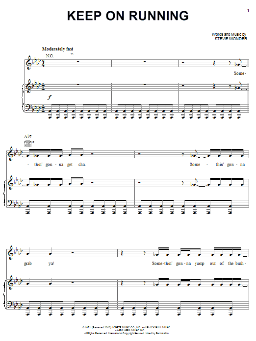 Learn to play Stevie Wonder Keep On Running sheet music for Piano, Vocal & Guitar (Right-Hand Melody) in minutes. Stevie Wonder Keep On Running sheet music preview music notes and score for Piano, Vocal & Guitar (Right-Hand Melody) including 6 page(s)