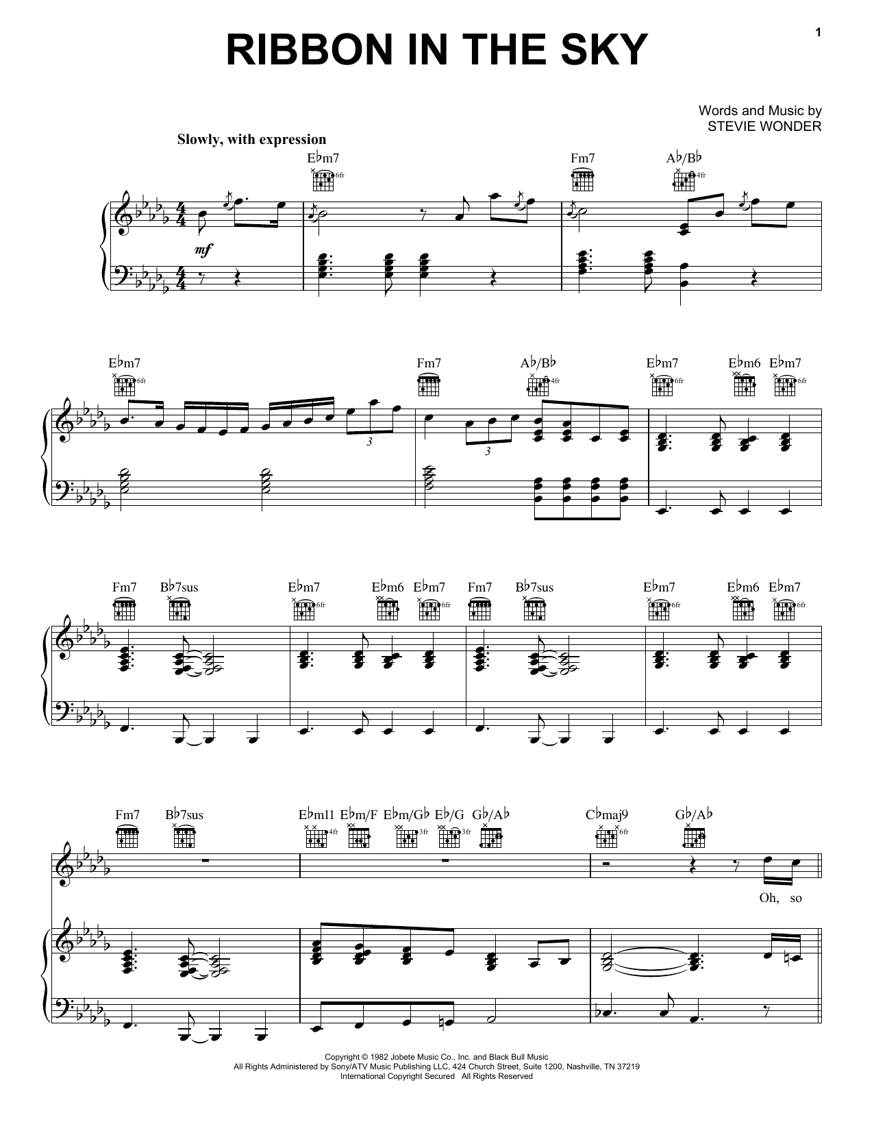 Stevie Wonder Ribbon In The Sky sheet music preview music notes and score for Piano including 5 page(s)