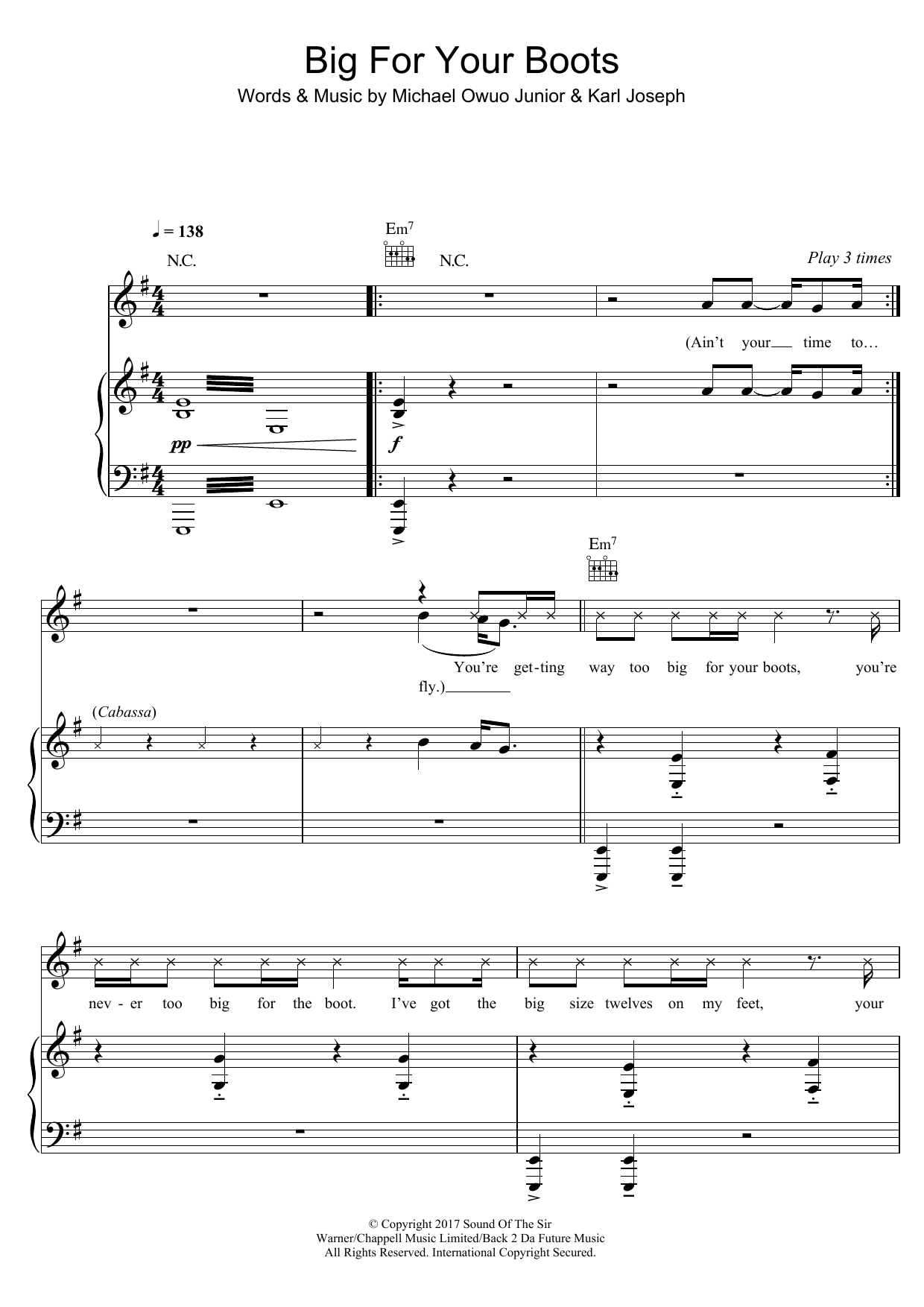 Stormzy Big For Your Boots sheet music, chords, lyrics - Printable PDF for Easy Piano
